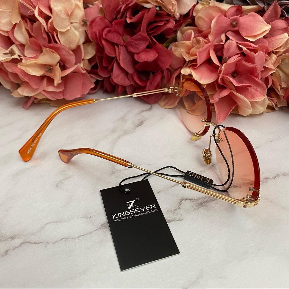 KINGSEVEN Retro Orange Rimless Gradient Sunglasses - Picture 14 of 16